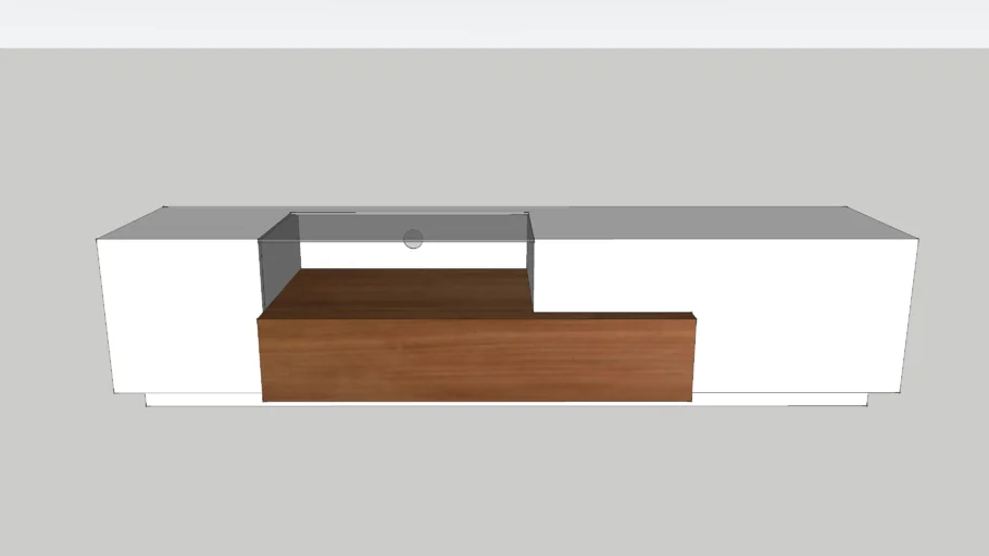 J&M TV Stand in White Lacquer / Walnut TV015