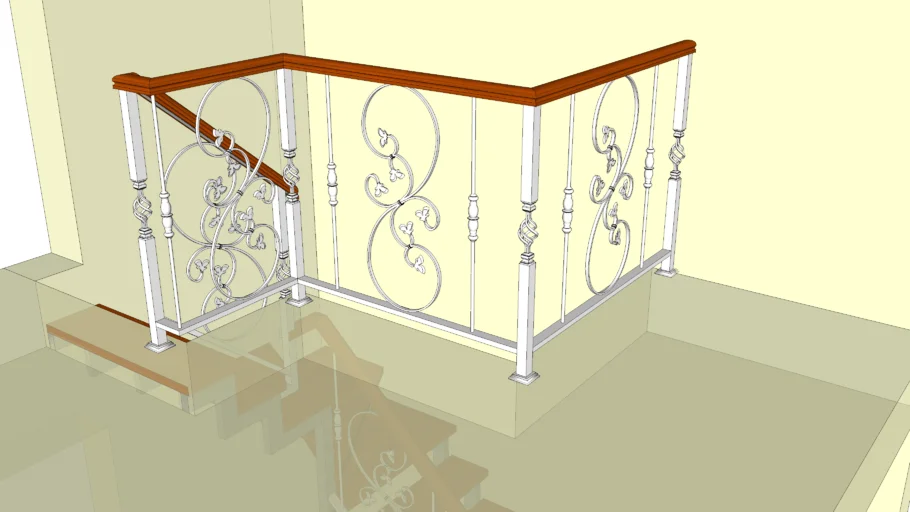 Лестничное ограждение (stair railing). ГН40х20х2 мм, ГН 40х40х1,5 мм, - 4х25-40 мм. Кован. элемент: Арт.: 02,82; 05,14; 11,017,01; /41,025; 13,321.