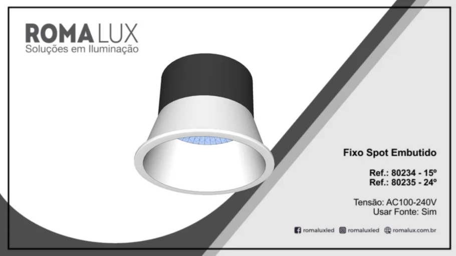 Romalux - Fixo Spot Embutido - 80234 15º e 80235 24º