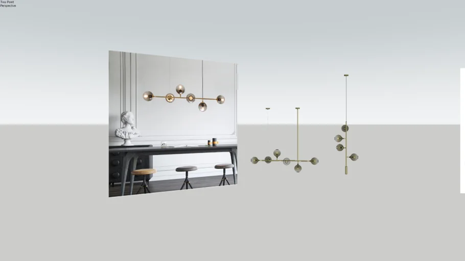 OLIVE TREE BRANCH 6 HEAD LINE CHANDELIER model by Pooh