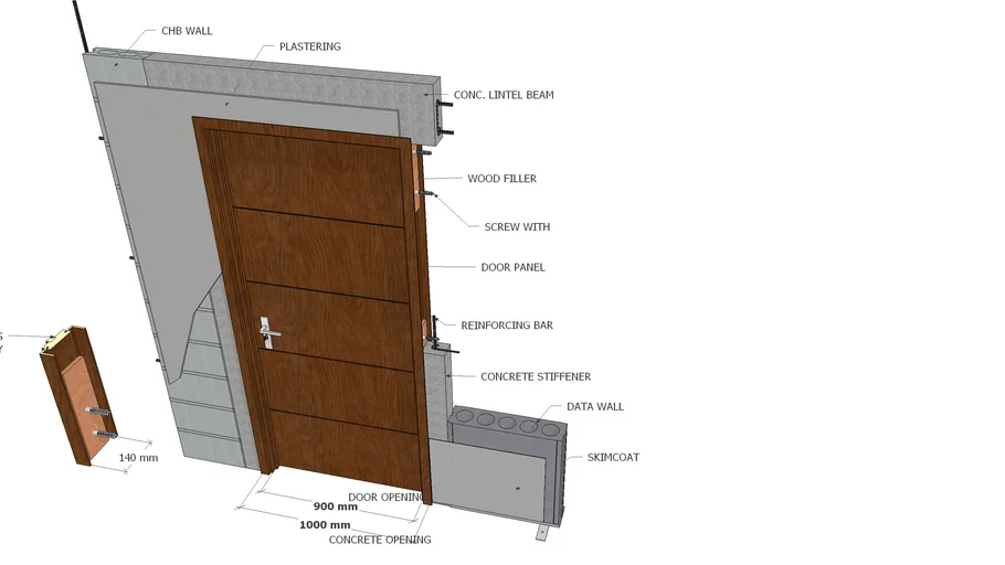 WOOD DOOR-JAMB-CASING-LOCK assembly