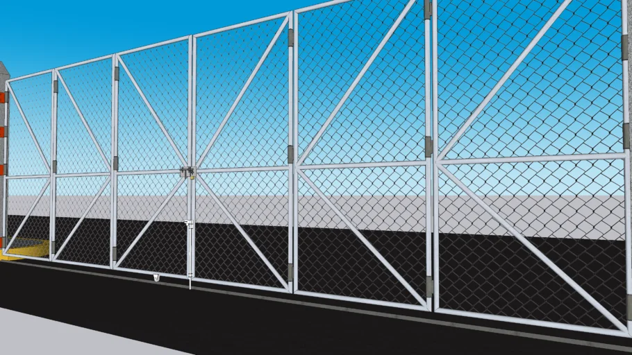 Portón de malla ciclón, bisagra de pivote, cerrojo vertical