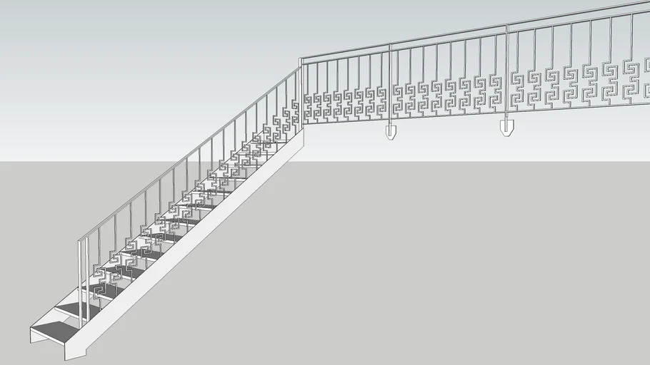 Escalier droit avec series de garde-corps 