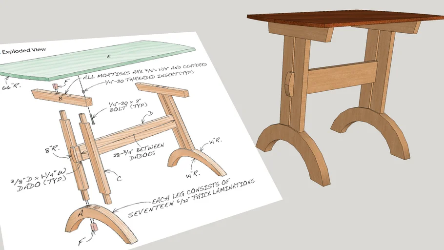 TA-assemblies - Trestle Table | 3D Warehouse