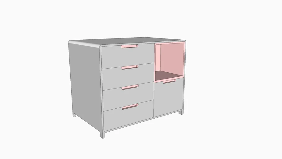 Cômoda Infantil Cinza/Rosa