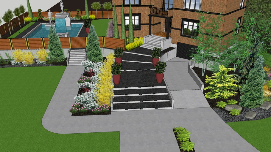landscape design brick house