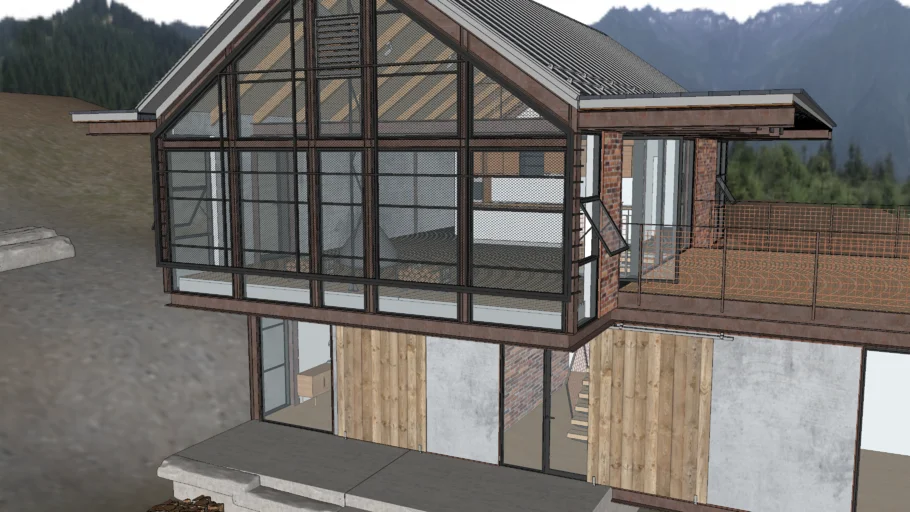 Industrial 2-storey house with steel structure