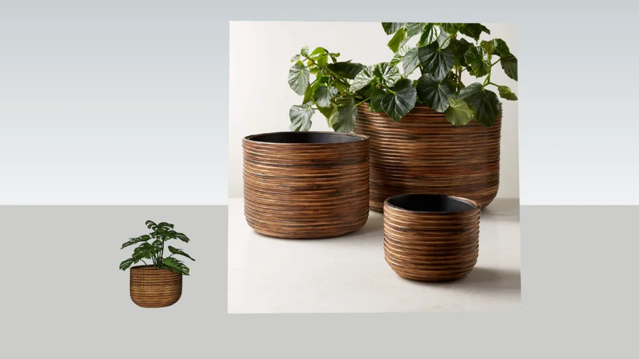 CB2 - BASKET BURNT RATTAN PLANTERS