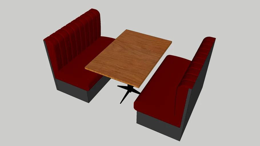 Modern Bench & Wooden Table Set | 3D Model for Restaurants & Cafés