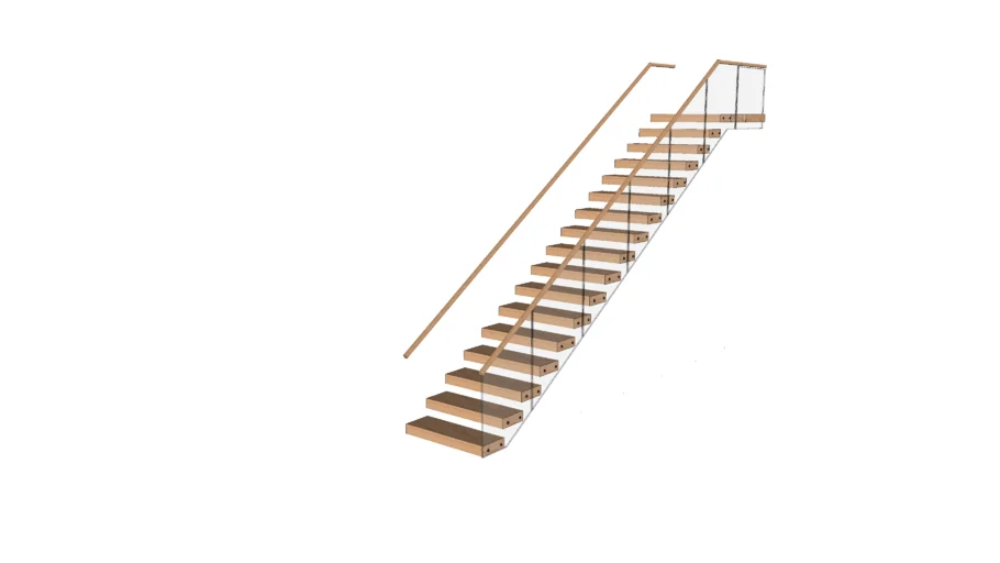 WALL SUPPORTED STAIR W/ GLASS RAILING