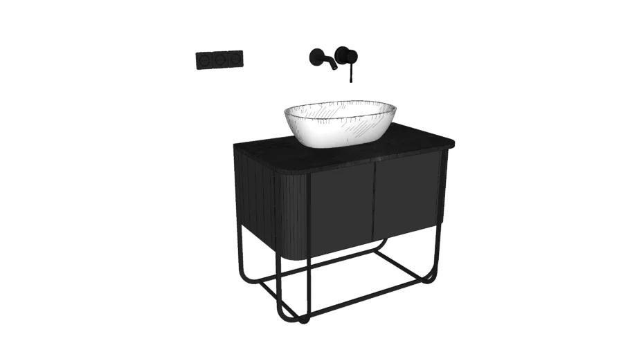 bathroom cabinet slate grid steel black