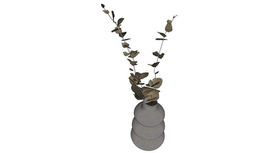 SMALL VASE WITH PLANT - BROWN