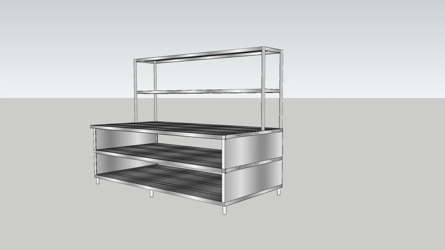 ss 1200 table with 2 layers shalves top