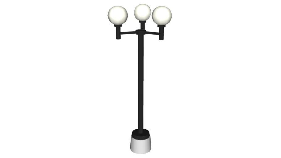Triple globes lamp post