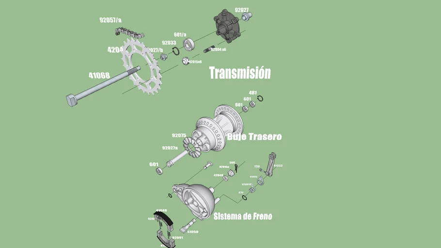 Sistema de Freno y Transmisión de una Kawasaki KLR250