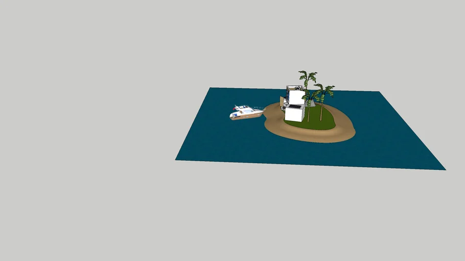 Modern block house on island