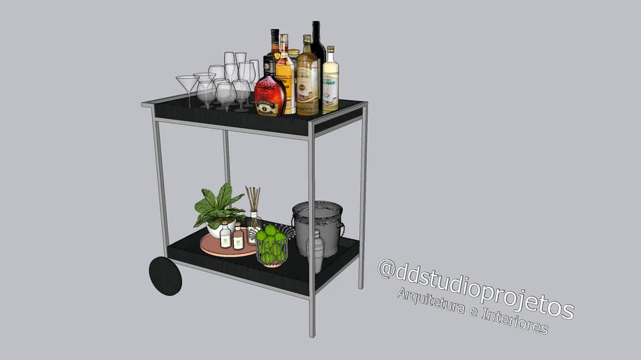Carrinho Bar Bristol Preto