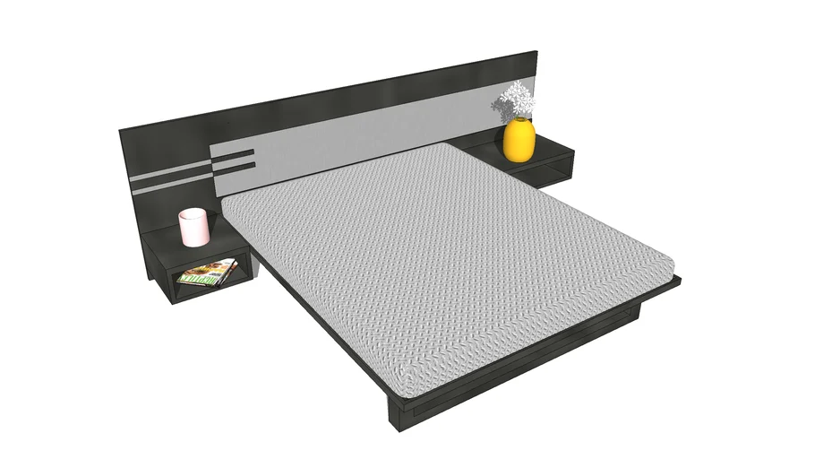 bed+storage+metal+wooden+side table