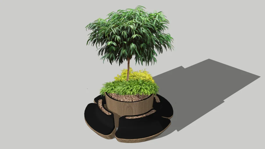 Tree pot wit round public seating