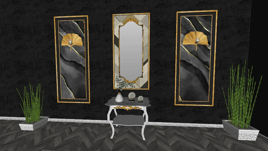 Wall panel with decorative object (onlays)