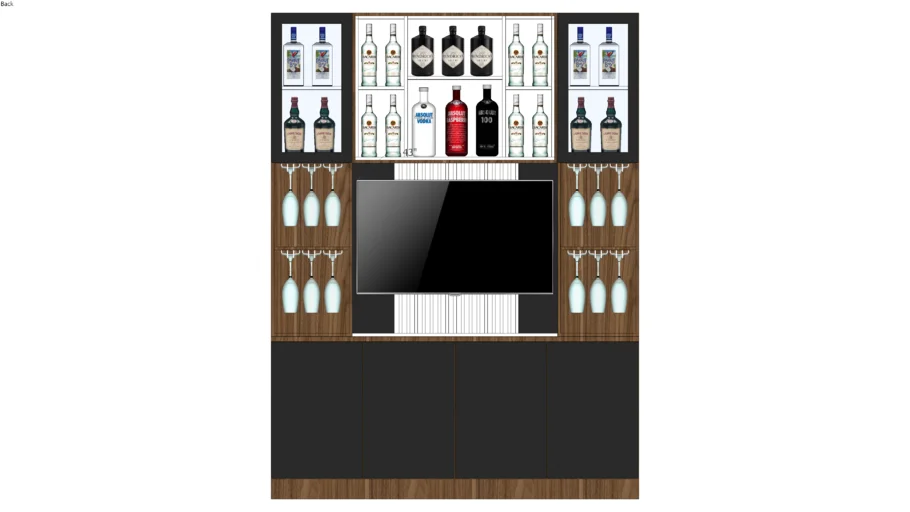 Mueble para tv y botellas de licor