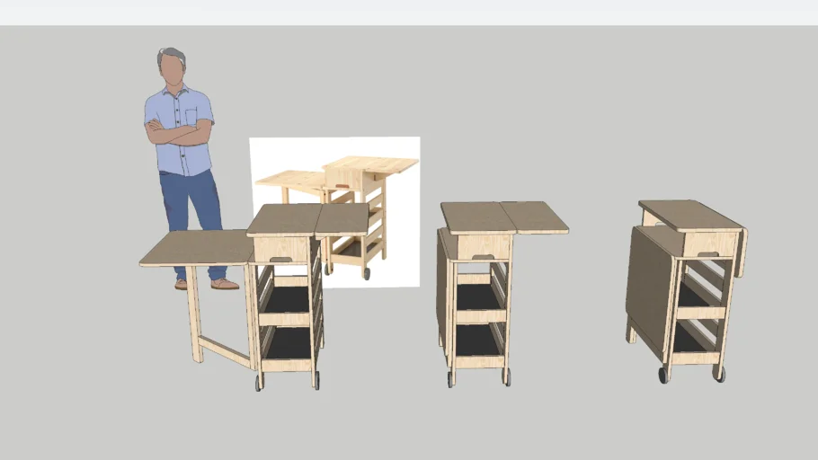 RESARÖ mobile drop-leaf table with storage
