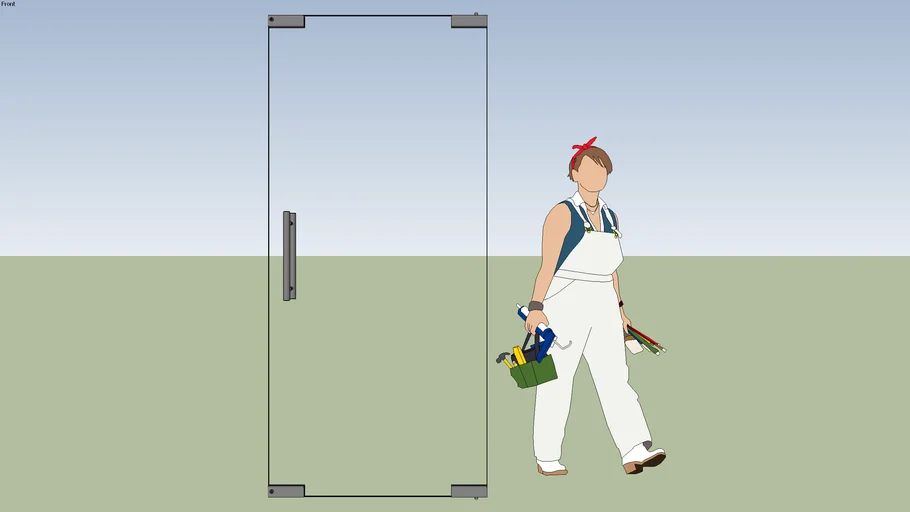 Glass Door- Frameless with SS fittings, Size: 1000 x 2200mm
