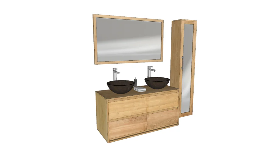 Meuble sous-vasque en teck BEL120 (L:120cm) - collection BELON