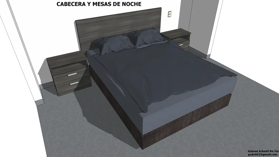 Cama - cabecera - mesas de noche