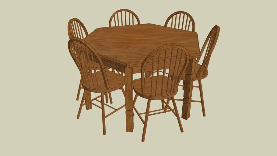 6 Sided Dining Table with Chairs