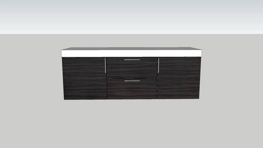 60" double vanity dark wood laminate