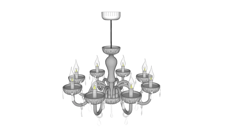 Lustre candelabro cristal incolor treviso LLUM bronzeart, 5 lâmpadas E14_LEROY MERLIN_(45cmXØ46cm)