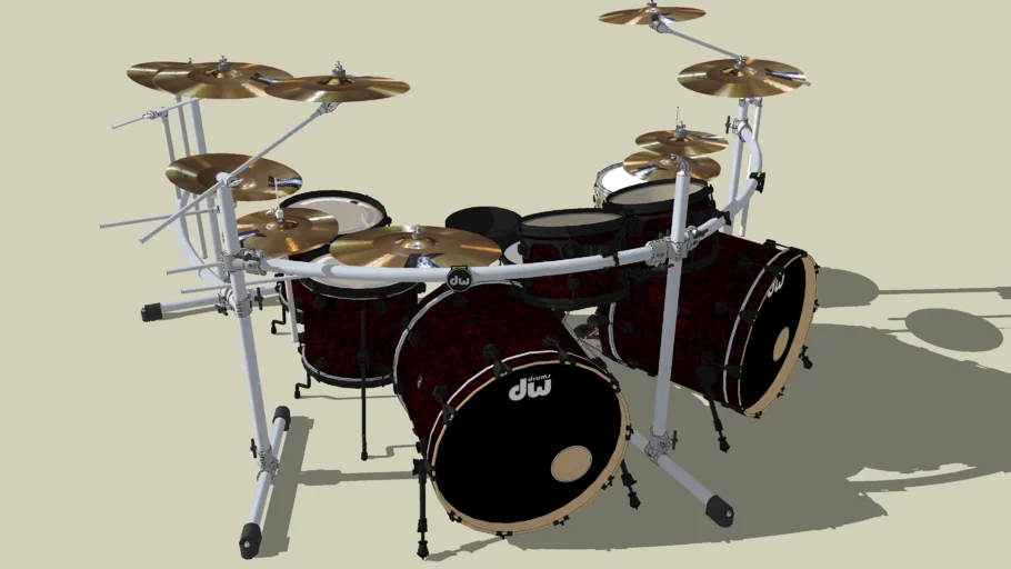DW double bass drum set with rack