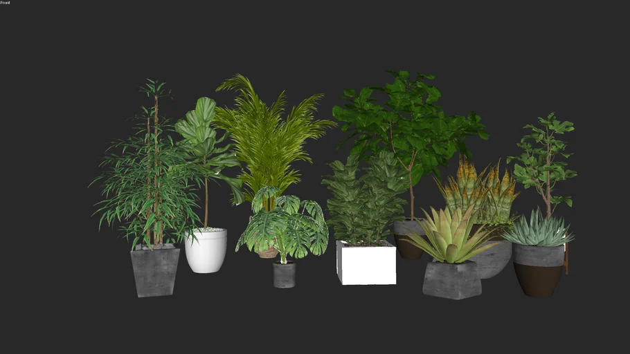 Vegetação - Kit de plantas no vaso 08