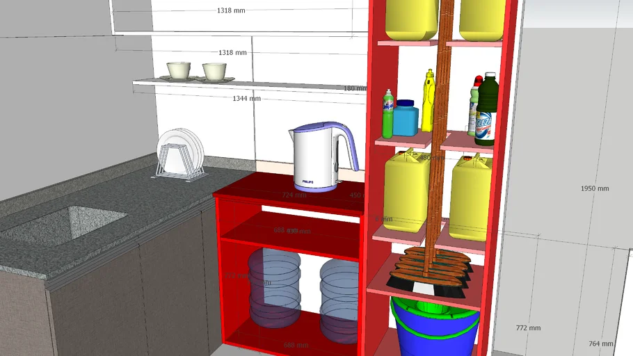 mueble de cocina con despensero y almacén