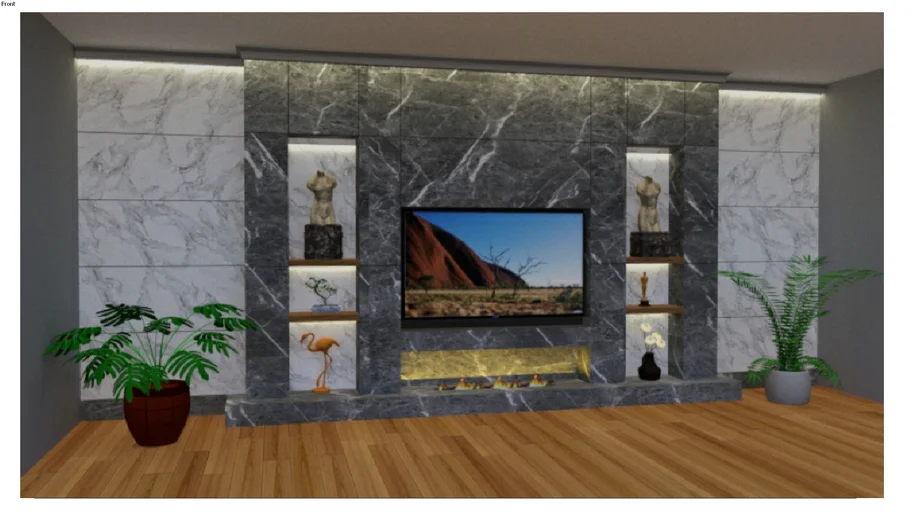 Tv unit and fireplace