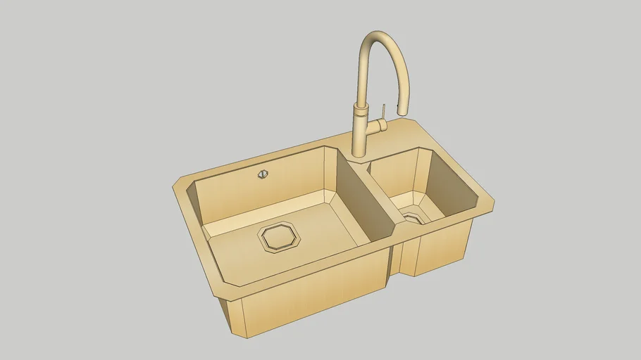 Brass Double Sink and Tap Combo