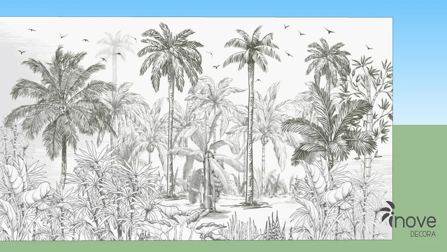 PAPEL DE PAREDE TROPICAL VINTAGE INOVE DECORA