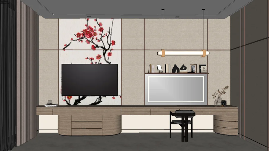 Wall Panel TV Backdrop Japandi Minimalist Modern