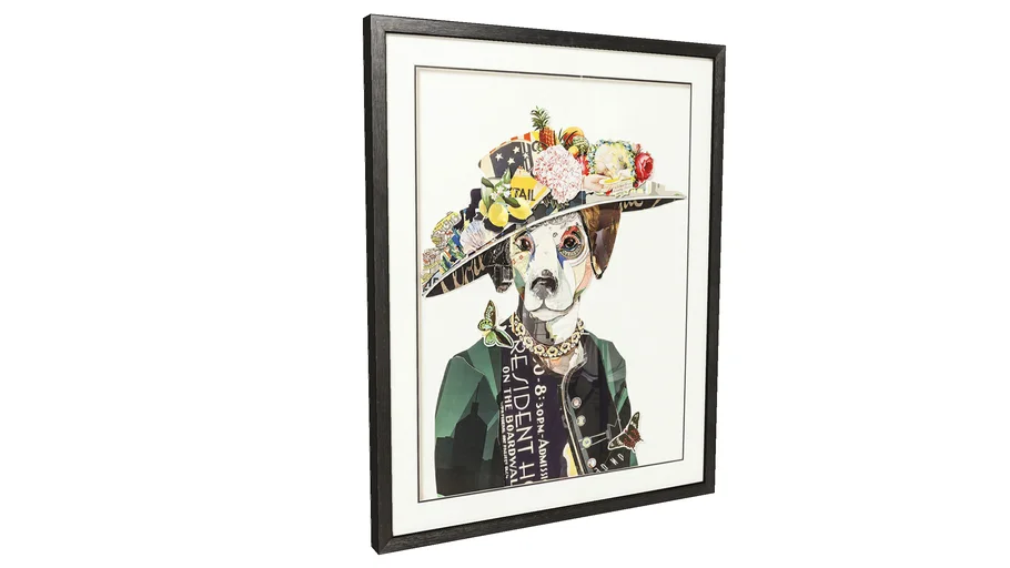 60438 Picture Frame Art Lady Dog 90x72cm