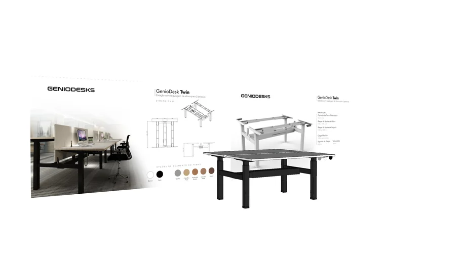 GENIODESKS - MESA COM REGULAGEM DE ALTURA GENIODESKS TWIN CORPORATIVO