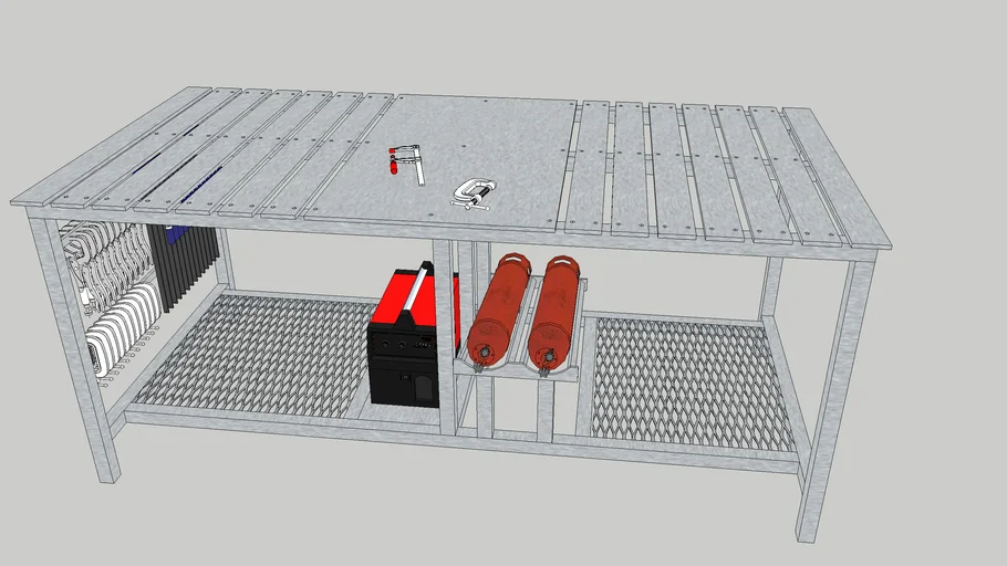 4x8 welding table with gas bottle holder