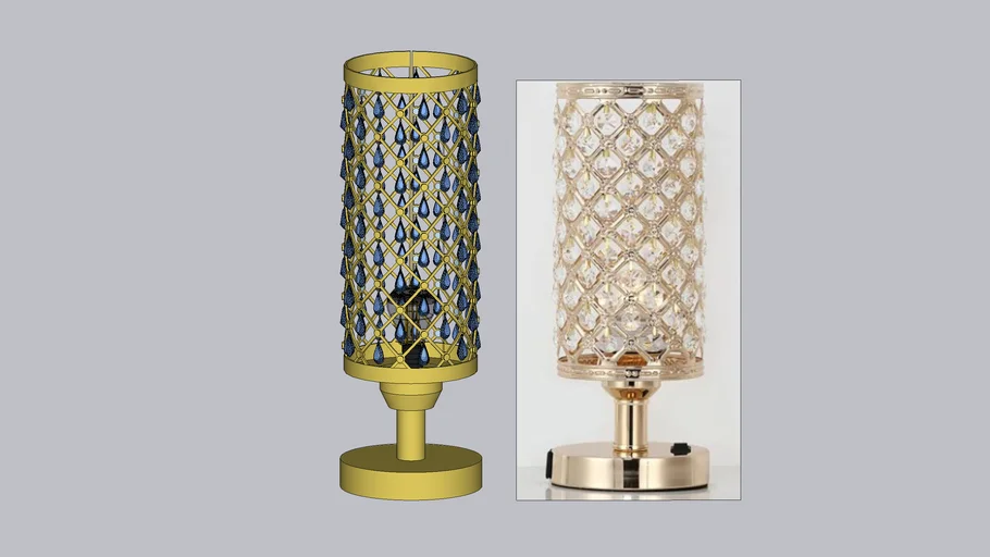 Lampara de mesa de vidrio color oro