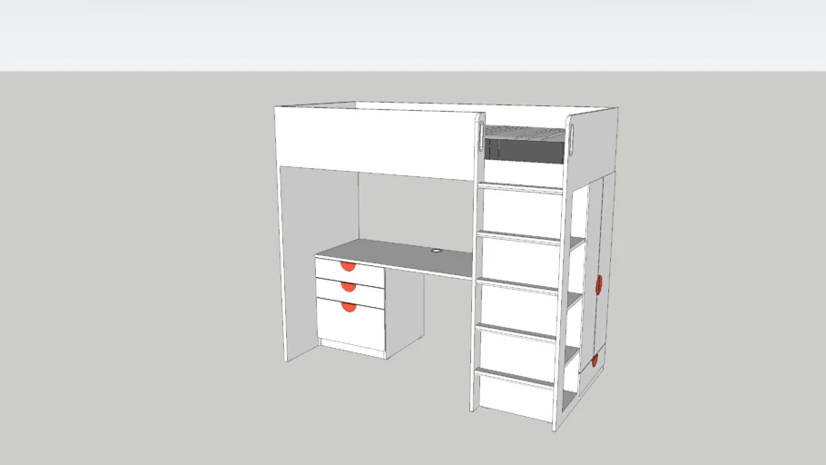 SMÅSTAD Loft bed, white white/with desk with 4 drawers90x200 cm