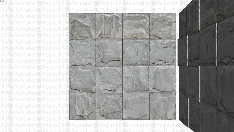 Pedra Natural IKÊ PEDRAS - Quartzito Branco - 50x50 cm - acabamento esculpido