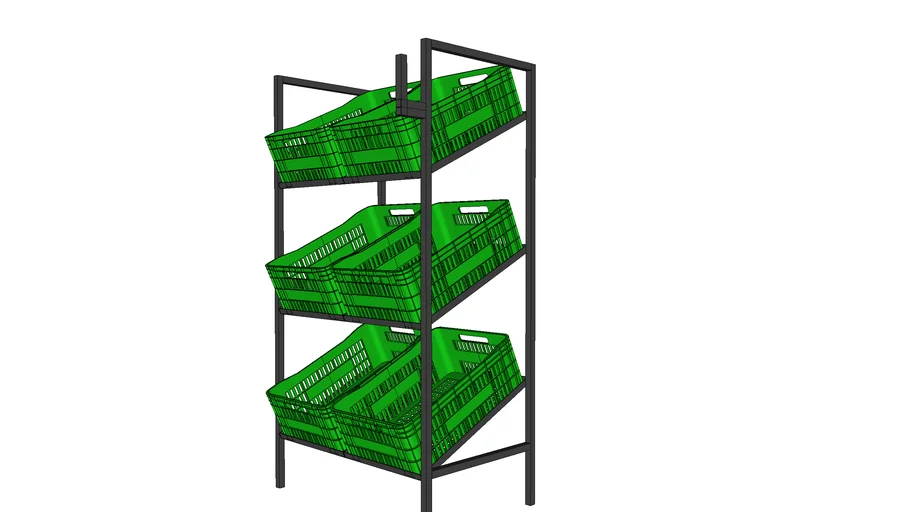 Exhibidor de verduras con jabas de plástico (Modulo Perú)