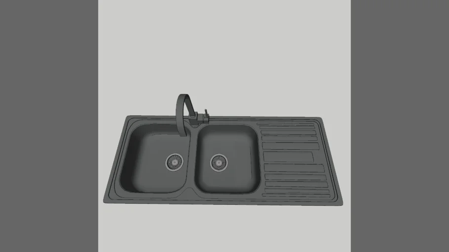 double bowl sink with tray