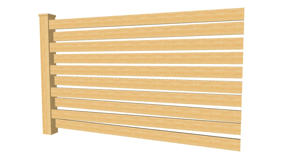 Horizontal Wood Fence - Detailed