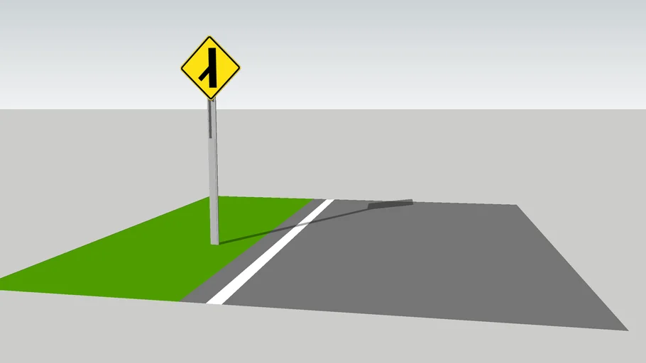 Side Road Ahead (Left) Sign / Señal Empalme con Brazo Izquierdo