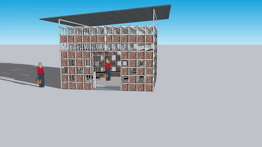 Steel structure cube pavilion | 3D Warehouse